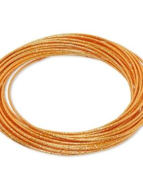 Womens Stainless Steel Orange Interlocking Bangle Bracelet